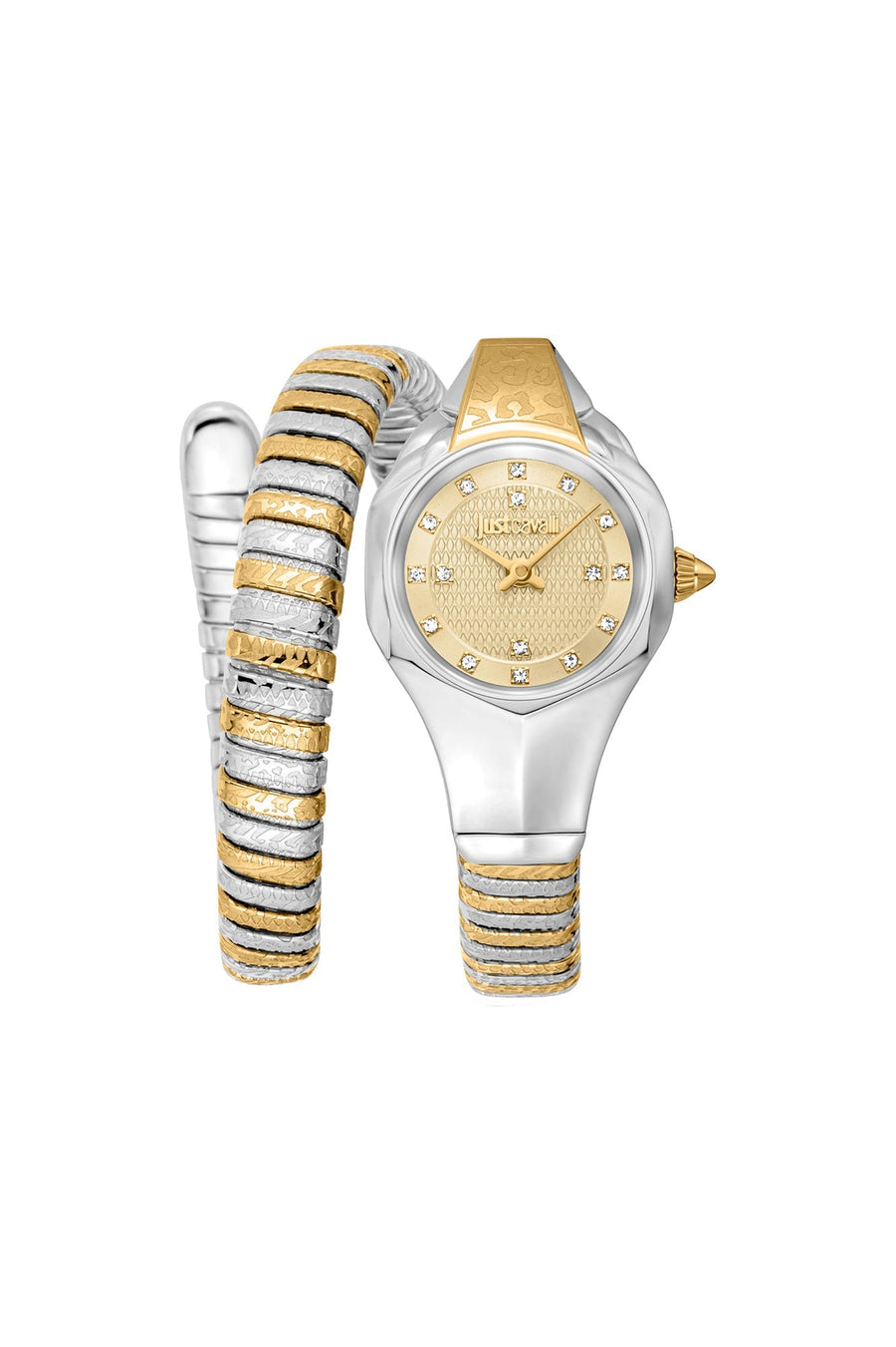 title:Just Cavalli Women's JC1L270M0055 Signature Snake Amalfi 22mm Quartz Watch;color:Champagne