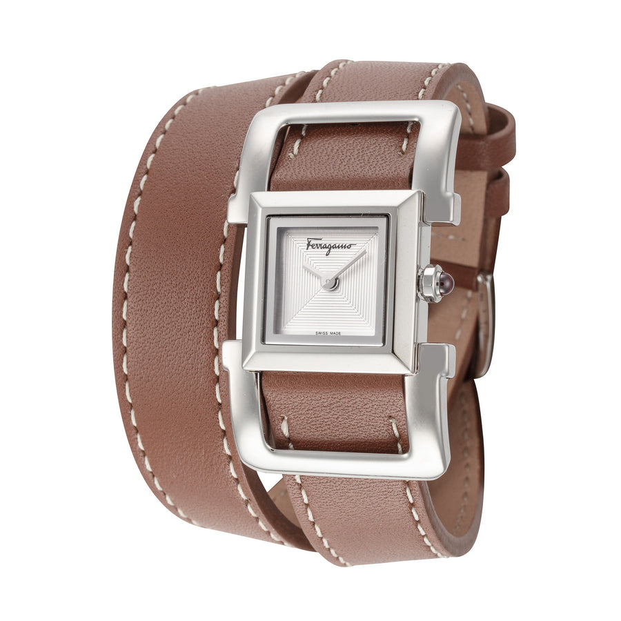 title:Ferragamo Women's SFMA00121 Ingot 19.5mm Quartz Watch;color:Brown