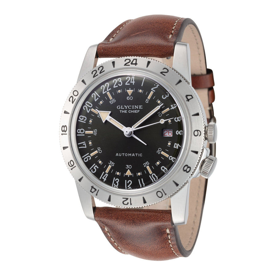 title:Glycine Men's GL0410 Airman Vintage The Chief Purist 40mm Automatic Watch;color:Brown