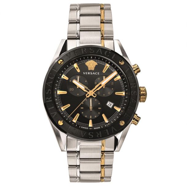 title:Versace Men's VEHB00619 V-Chrono 44mm Quartz Watch;color:Black