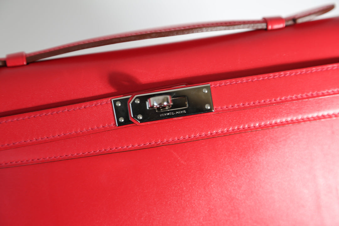 HERMES Kelly Cut Vermillon Red Clutch