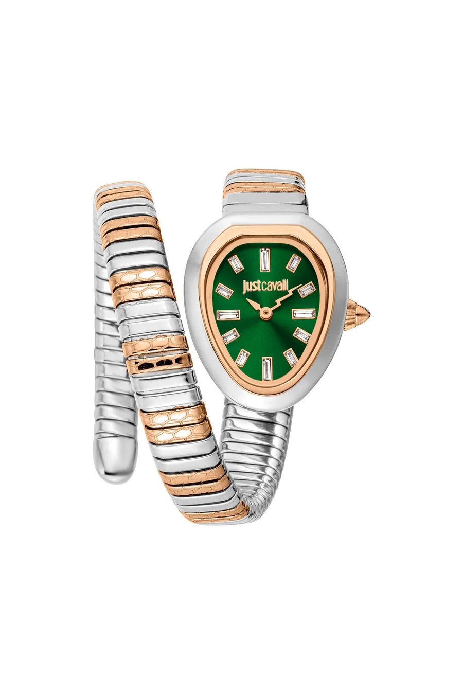 title:Just Cavalli Women's JC1L222M0075 Signature Snake Aversa 23mm Watch;color:Green