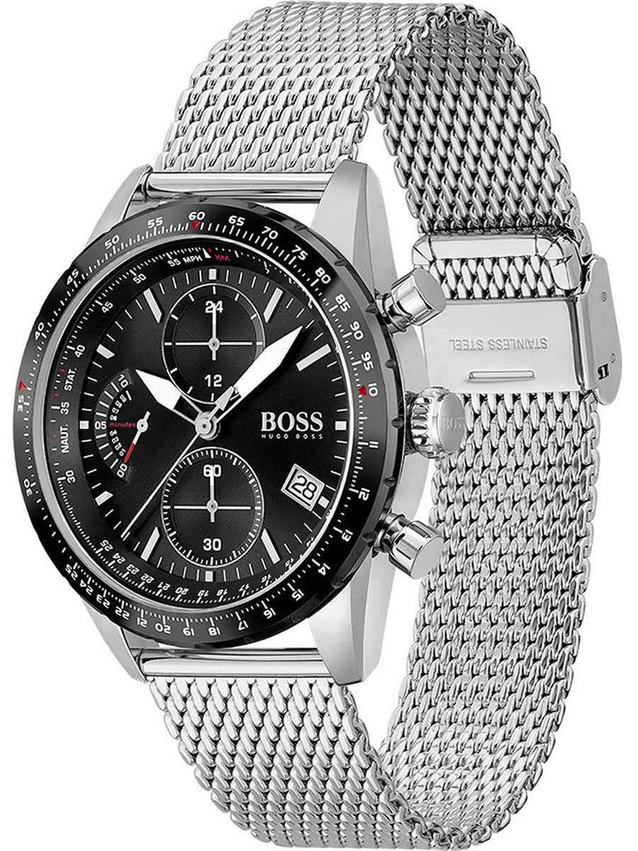 title:Hugo Boss Men's 1513886 Pilot Edition Chrono 44mm Quartz Watch;color:Black