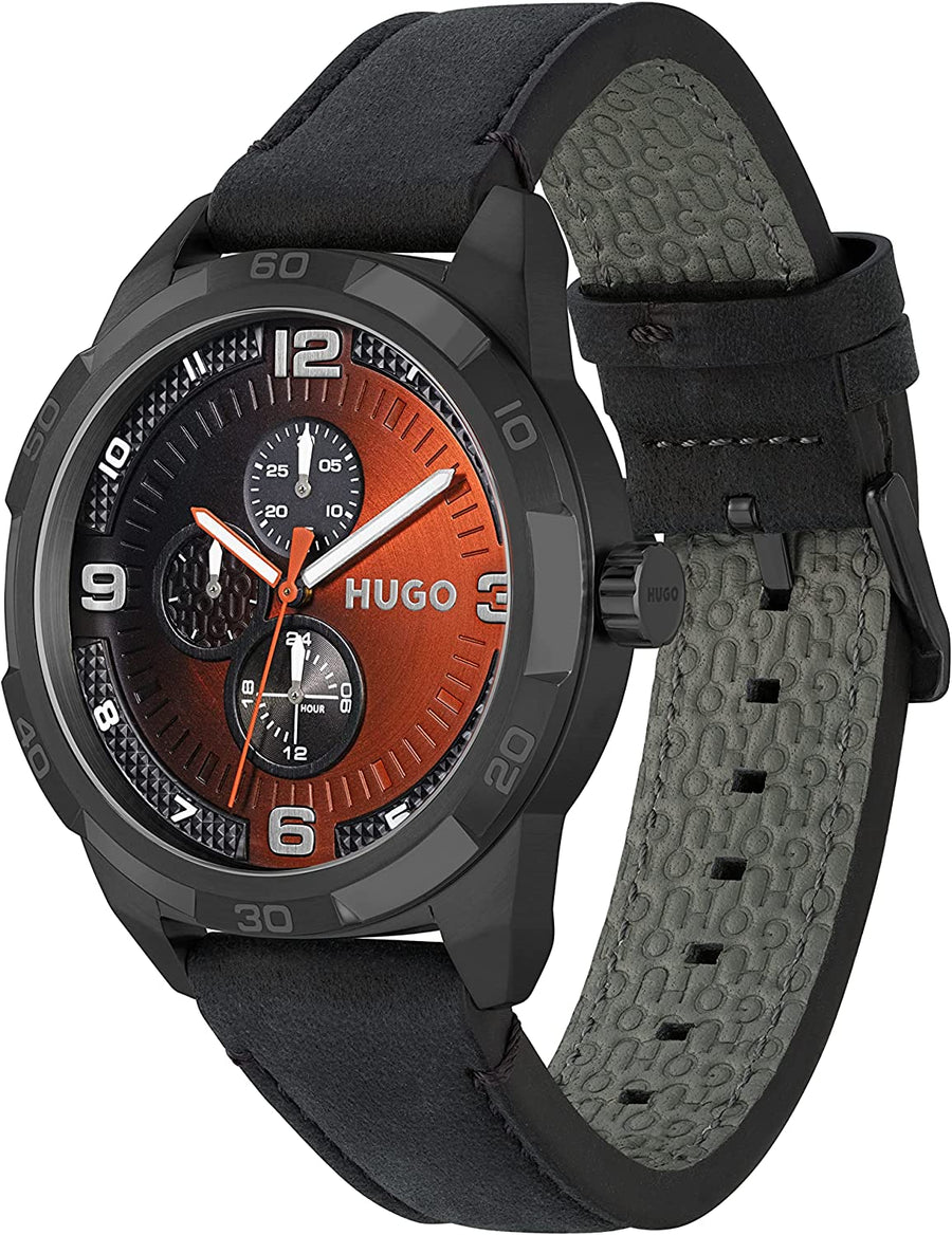 title:Hugo Boss Men's 1530275 Grip 46mm Quartz Watch;color:Black and Red