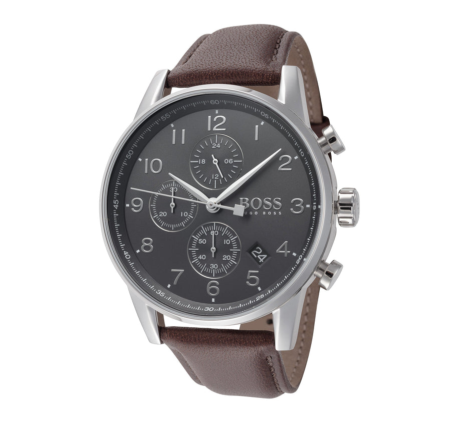 title:Hugo Boss Men's 1513494 Navigator 44mm Quartz Watch;color:Black