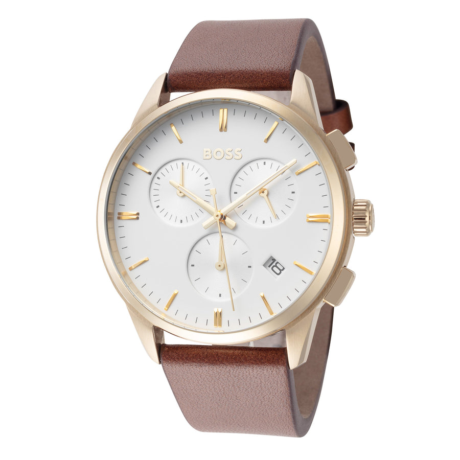 title:Hugo Boss Men's 1513926 Dapper 43mm Quartz Watch;color:White