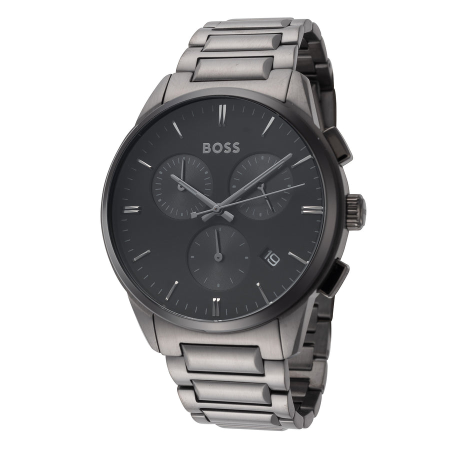 title:Hugo Boss Men's 1513929 Dapper 43mm Quartz Watch;color:Black