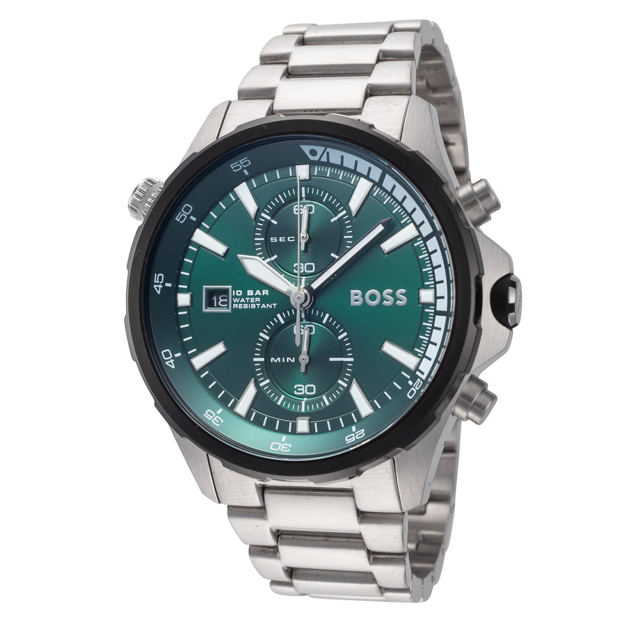 title:Hugo Boss Men's 1513930 Globetrotter 46mm Quartz Watch;color:Green