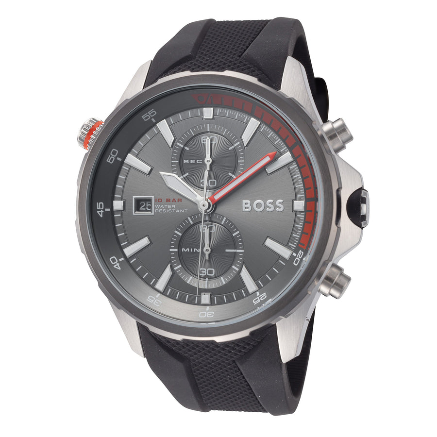 title:Hugo Boss Men's 1513931 Globetrotter 46mm Quartz Watch;color:Grey