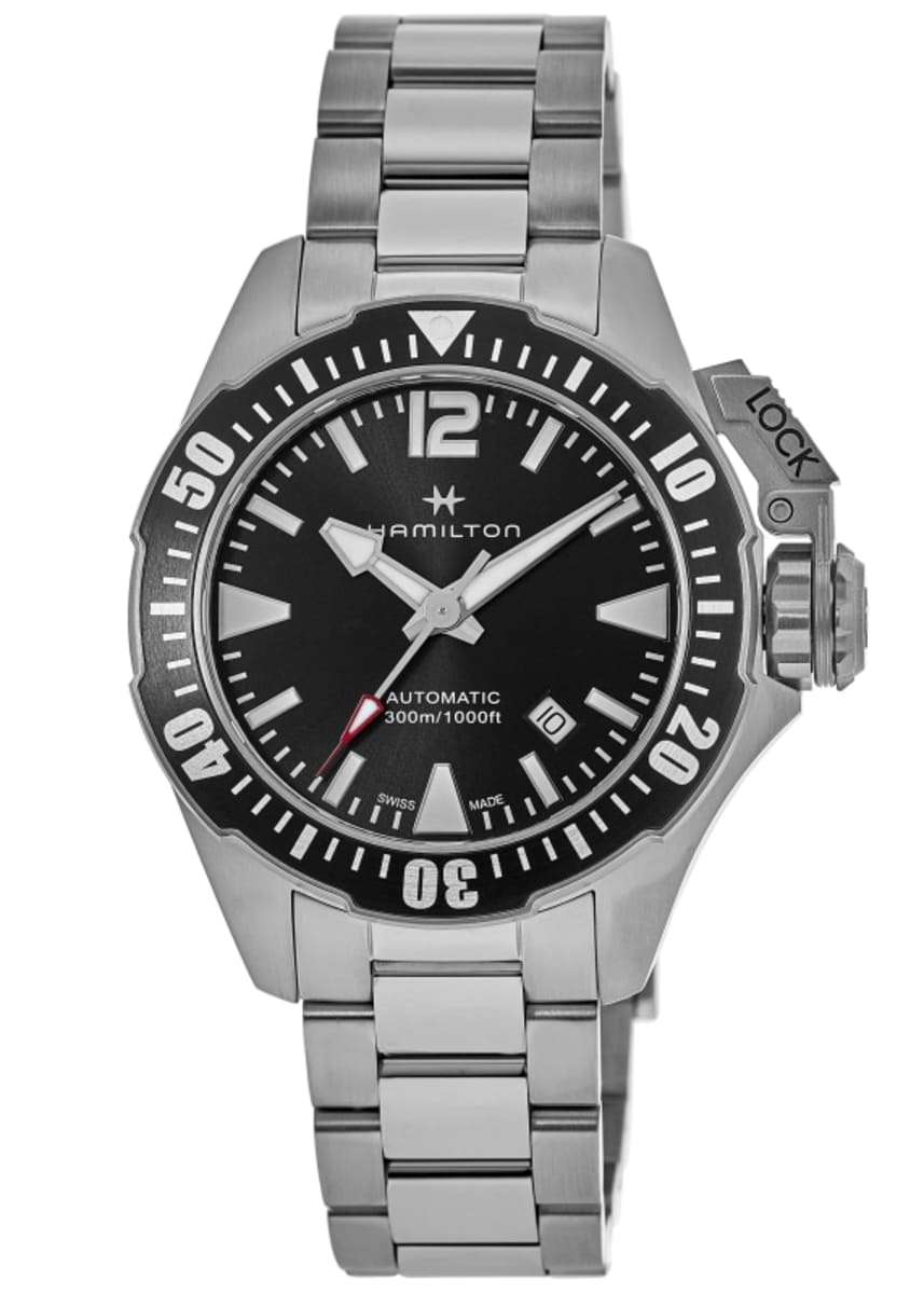 title:Hamilton Men's H77605135 Khaki Navy 42mm Automatic Watch;color:Black
