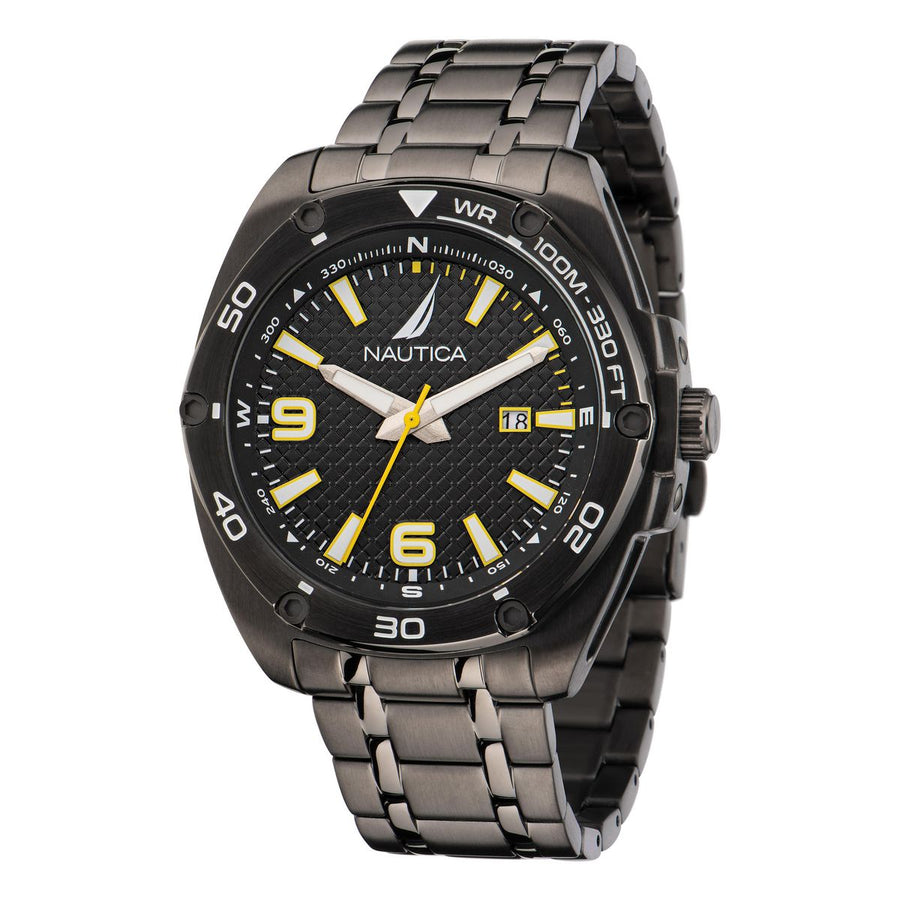 title:Nautica Tin Can Bay NAPTCF204 Men's 44 Quartz Watch;color:Black