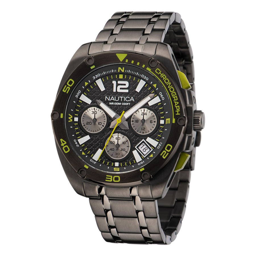 title:Nautica Tin Can Bay NAPTCF210 Men's 44 Quartz Watch;color:Black