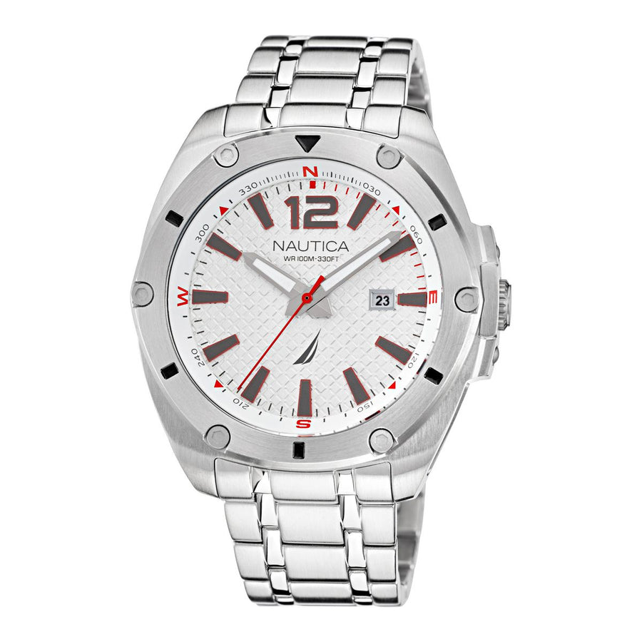 title:Nautica Tin Can Bay NAPTCS221 Men's 44 Quartz Watch;color:White