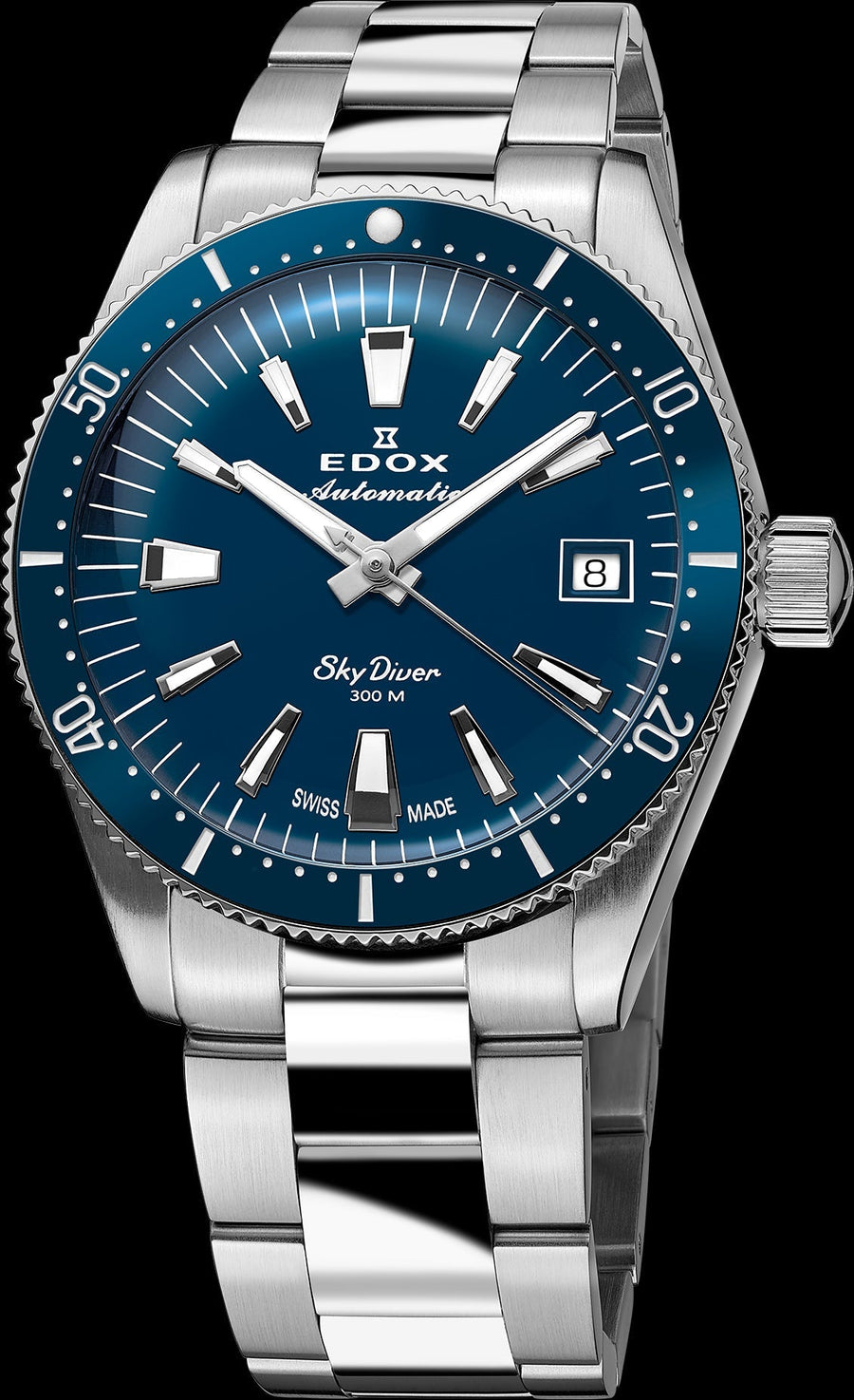 title:Edox Unisex 80131-3BUM-BUIN SkyDiver 38mm Automatic Watch;color:Silver
