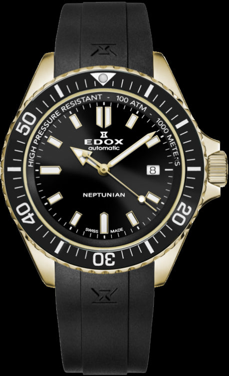 title:Edox Men 80120-37JCA-NID Neptunian 44mm Automatic Watch;color:Black