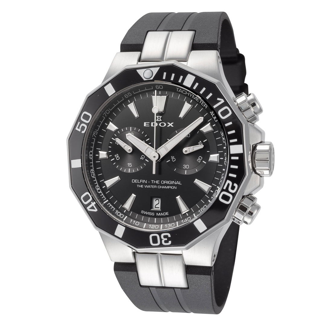 title:Edox Men 10112-3NCA-NIN Delfin The Original 43mm Quartz Watch;color:Black