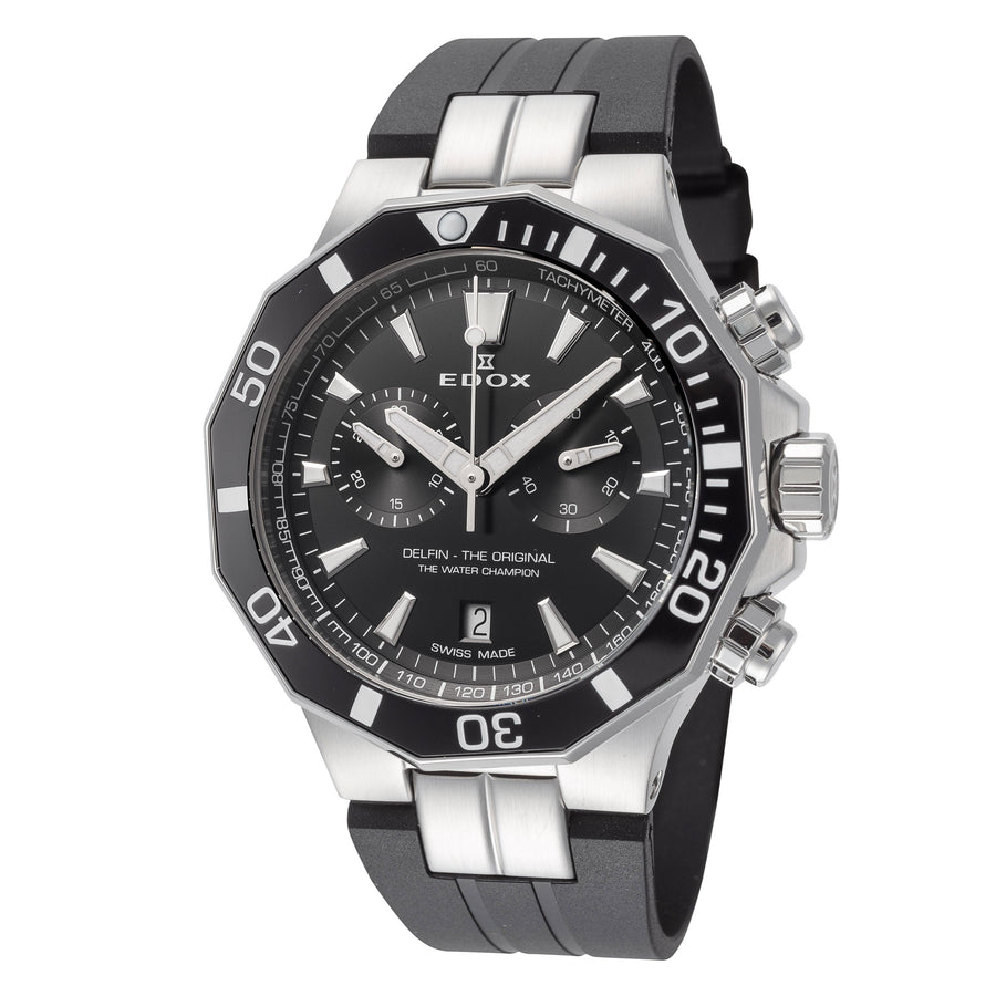 title:Edox Men 10112-3NCA-NIN Delfin The Original 43mm Quartz Watch;color:Black