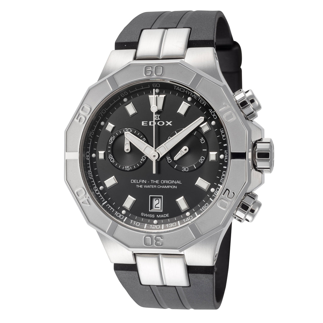 title:Edox Men 10113-3CA-NIN Delfin The Original 43mm Quartz Watch;color:Black