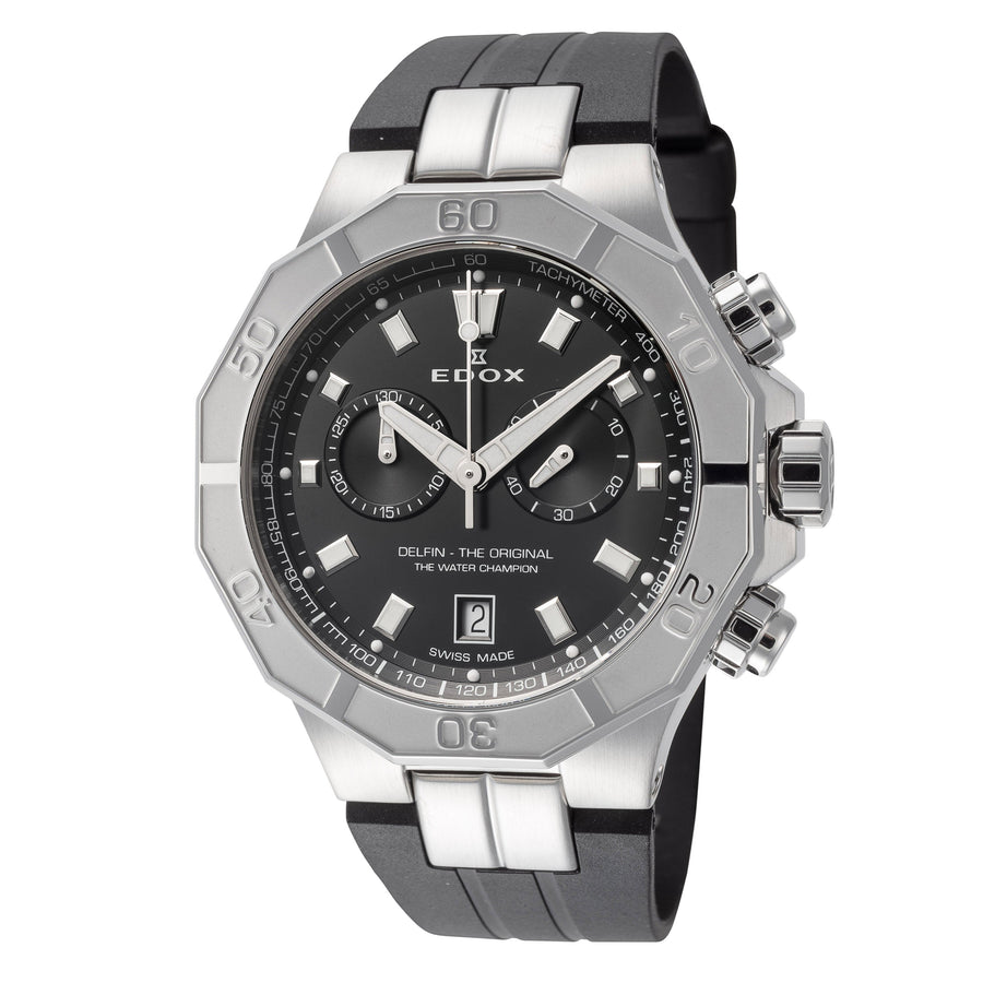 title:Edox Men 10113-3CA-NIN Delfin The Original 43mm Quartz Watch;color:Black