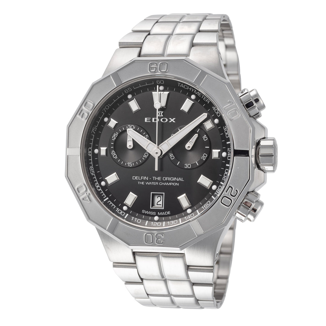 title:Edox Men 10113-3M-NIN Delfin The Original 43mm Quartz Watch;color:Silver