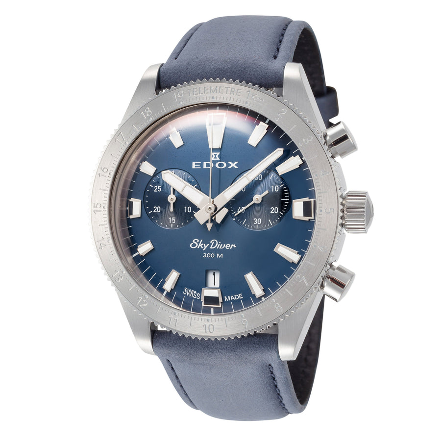 title:Edox Men 10116-3-BUIDN SkyDiver 40mm Quartz Watch;color:Silver