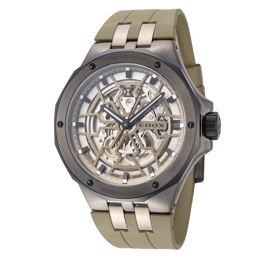 title:Edox Men 85303-357GNCAV-VONB Delfin The Original 43mm Automatic Watch;color:Green