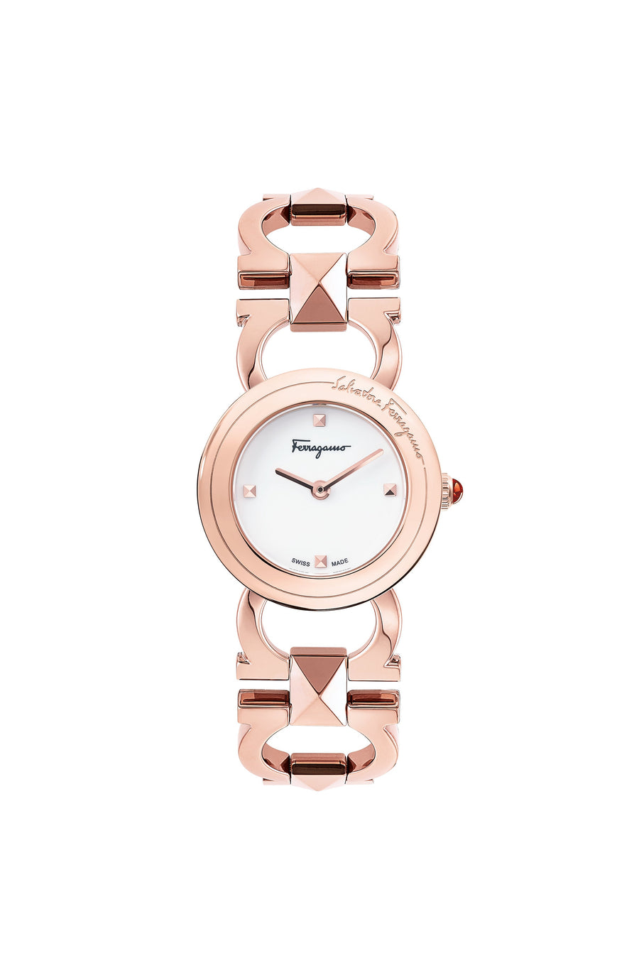 Ferragamo Women's SFMI00322 Double Gancini Stud 25mm Quartz Watch - Ruumur
