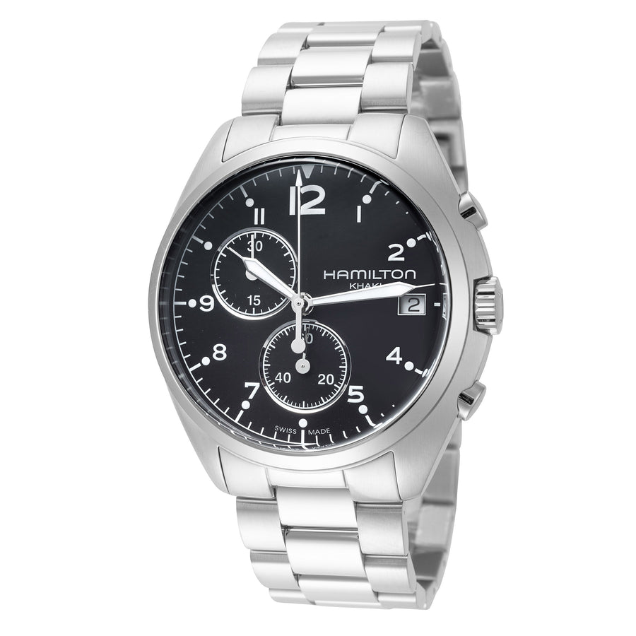 title:Hamilton Men's Khaki Aviation 41mm Quartz Chronograph Watch H76512133;color:Silver