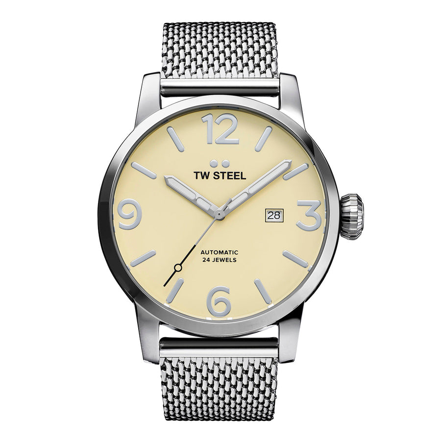 title:TW Steel Men's Maverick 48mm Automatic Watch MB6;color:Silver