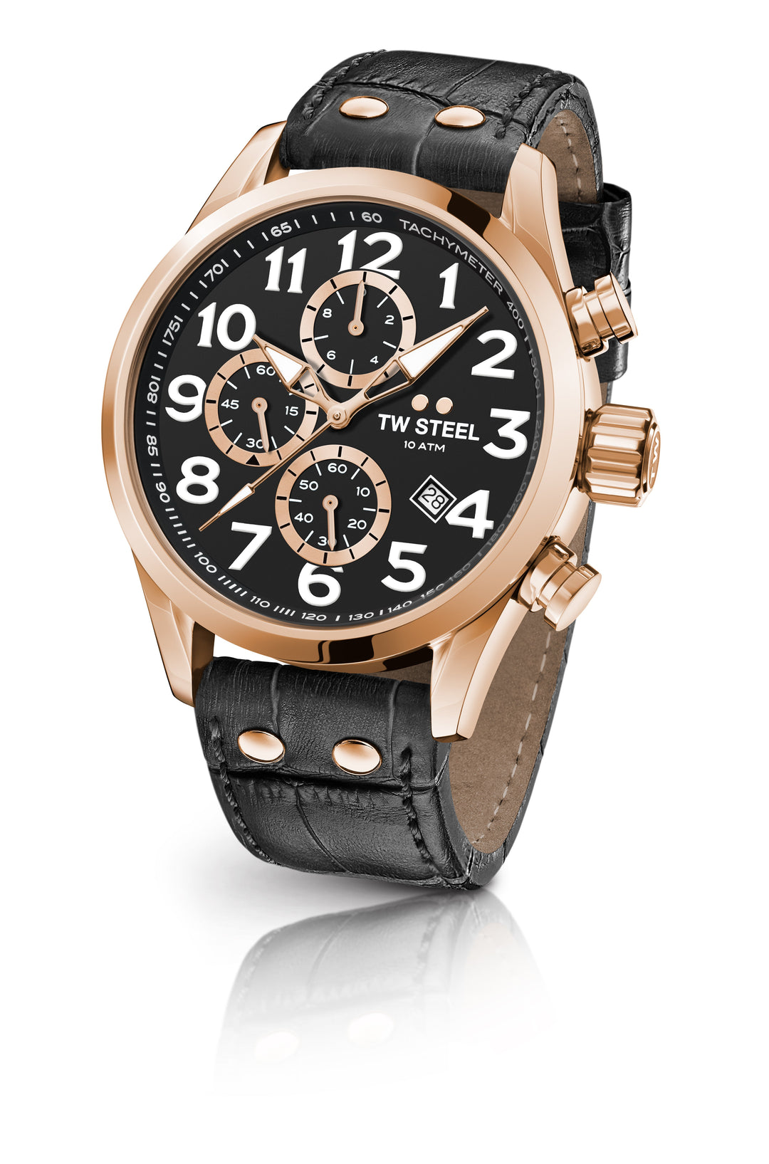 title:TW Steel Men's Volante 48mm Quartz Chronograph Watch VS74;color:Black
