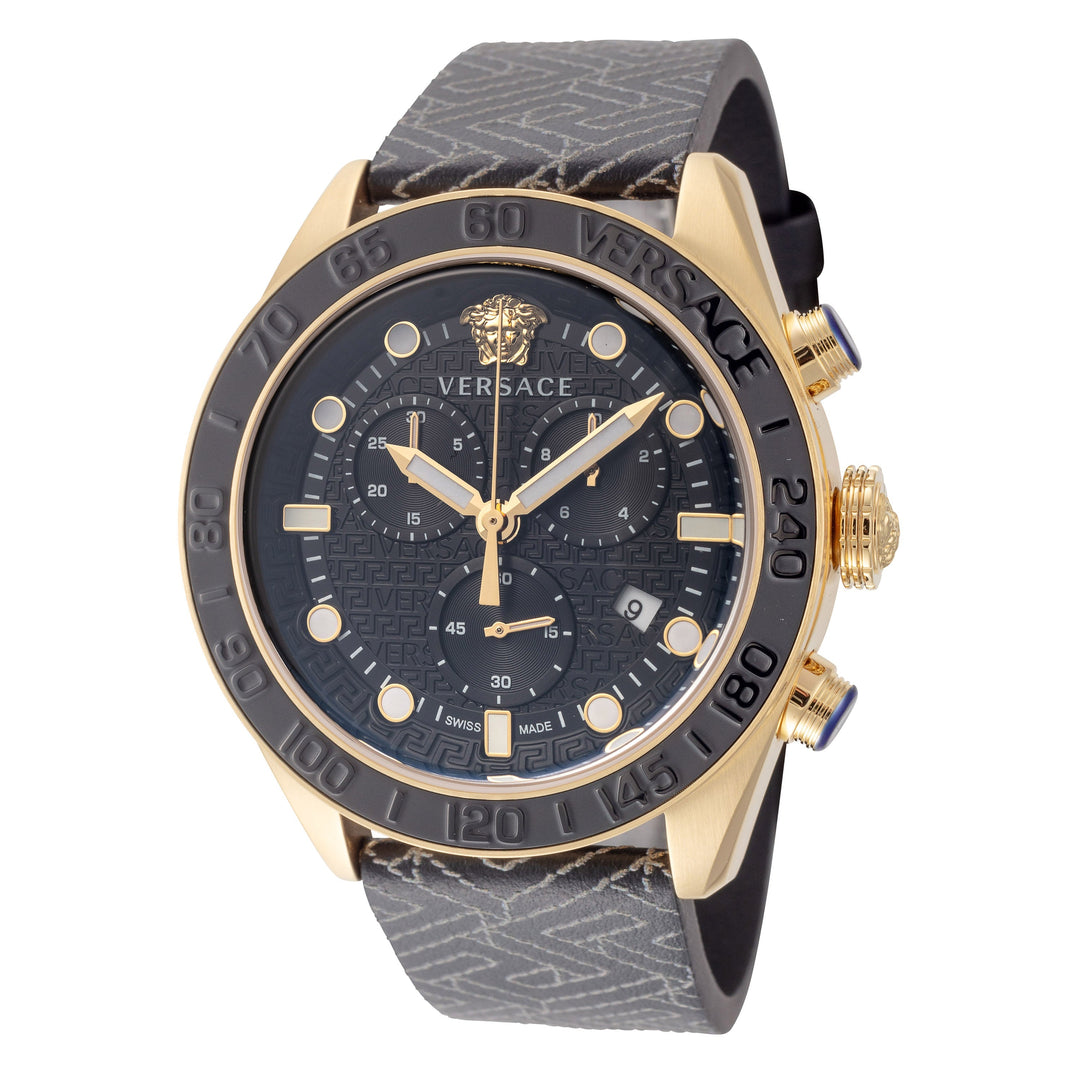 title:Versace Men's VE6K00123 Greca Dome 43mm Quartz Watch;color:Black