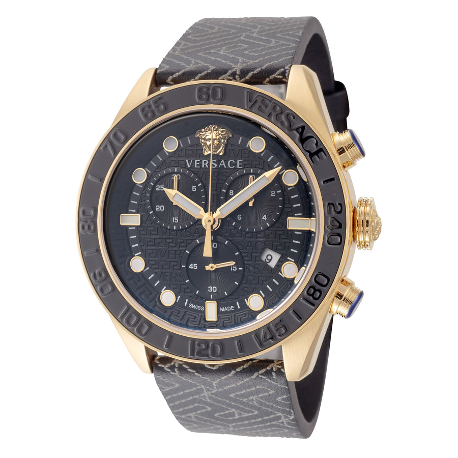 title:Versace Men's VE6K00123 Greca Dome 43mm Quartz Watch;color:Black
