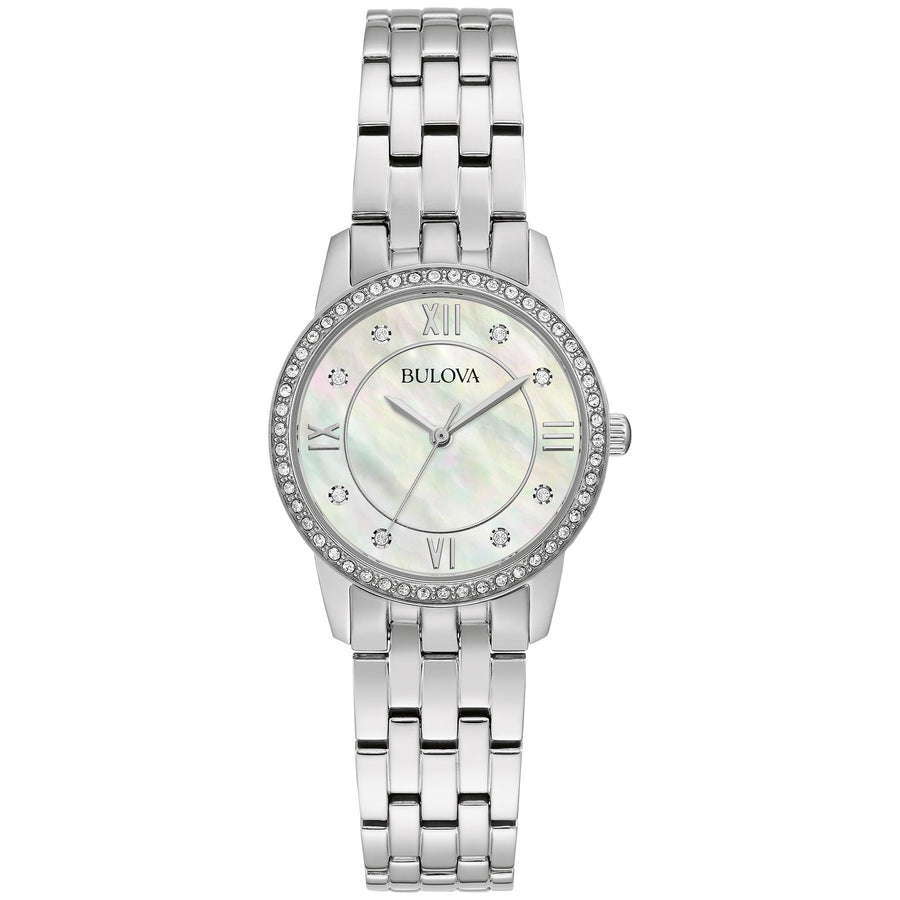 title:Bulova Women's Classic 32mm Quartz Watch Crystal Bezel 96X155;color:Silver