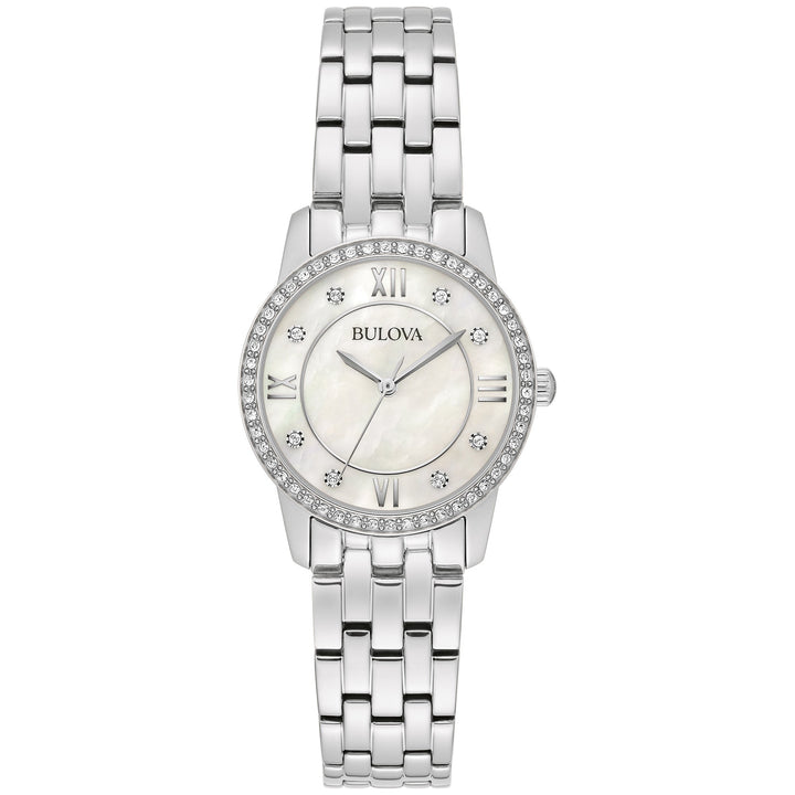 title:Bulova Women's Gift Set 22mm Quartz Watch Gift Set with Necklace 96X157;color:Silver