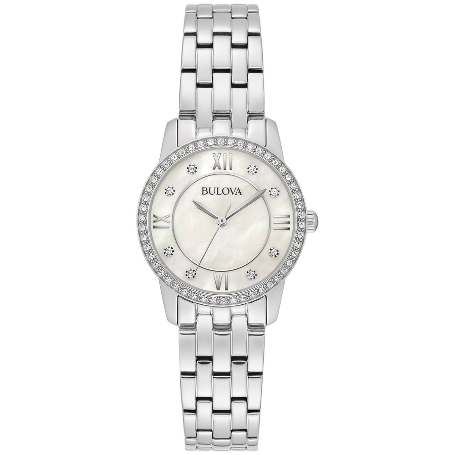title:Bulova Women's Gift Set 22mm Quartz Watch Gift Set with Necklace 96X157;color:Silver