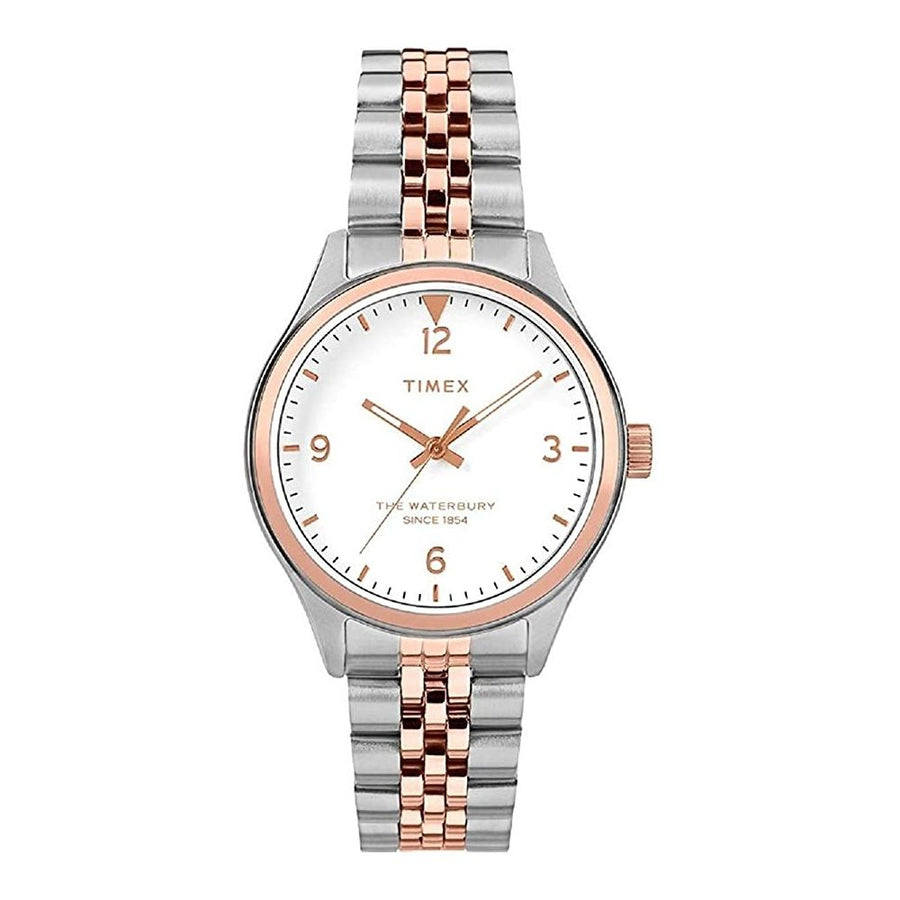 title:Timex Women's Waterbury 34mm Quartz Watch TW2T49200VQ;color:Silver and Rose Gold