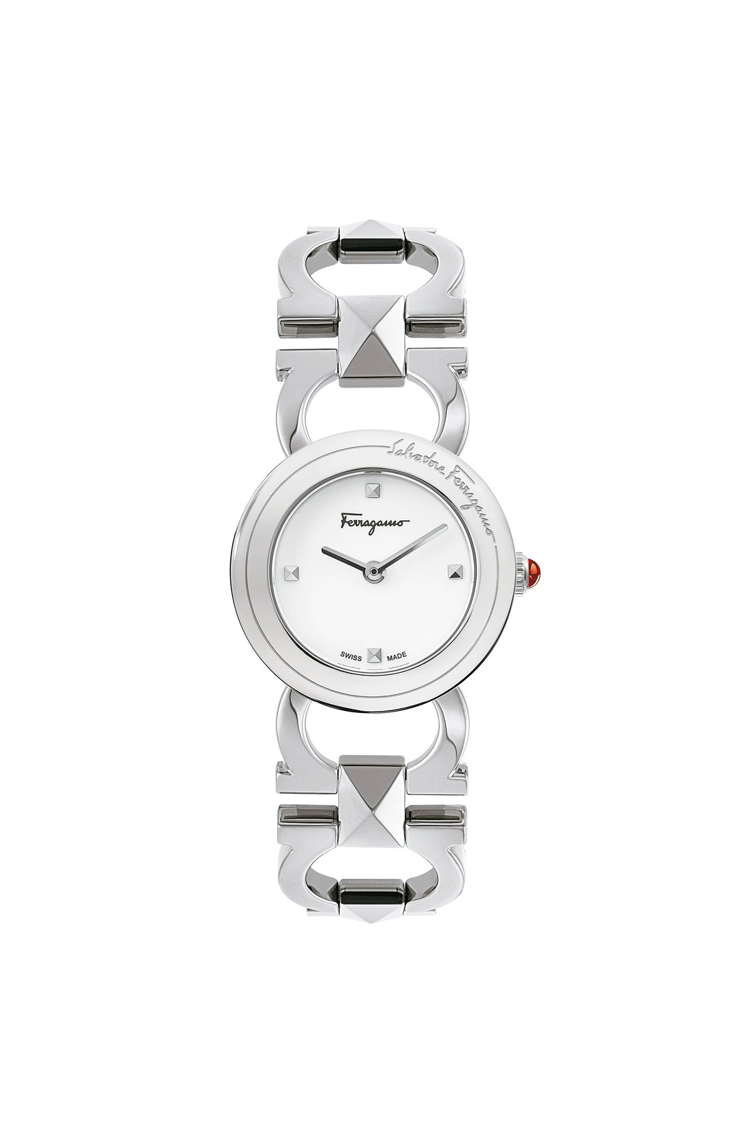 title:Ferragamo Women's Double Gancini 25mm Quartz Watch SFMI00122;color:Silver