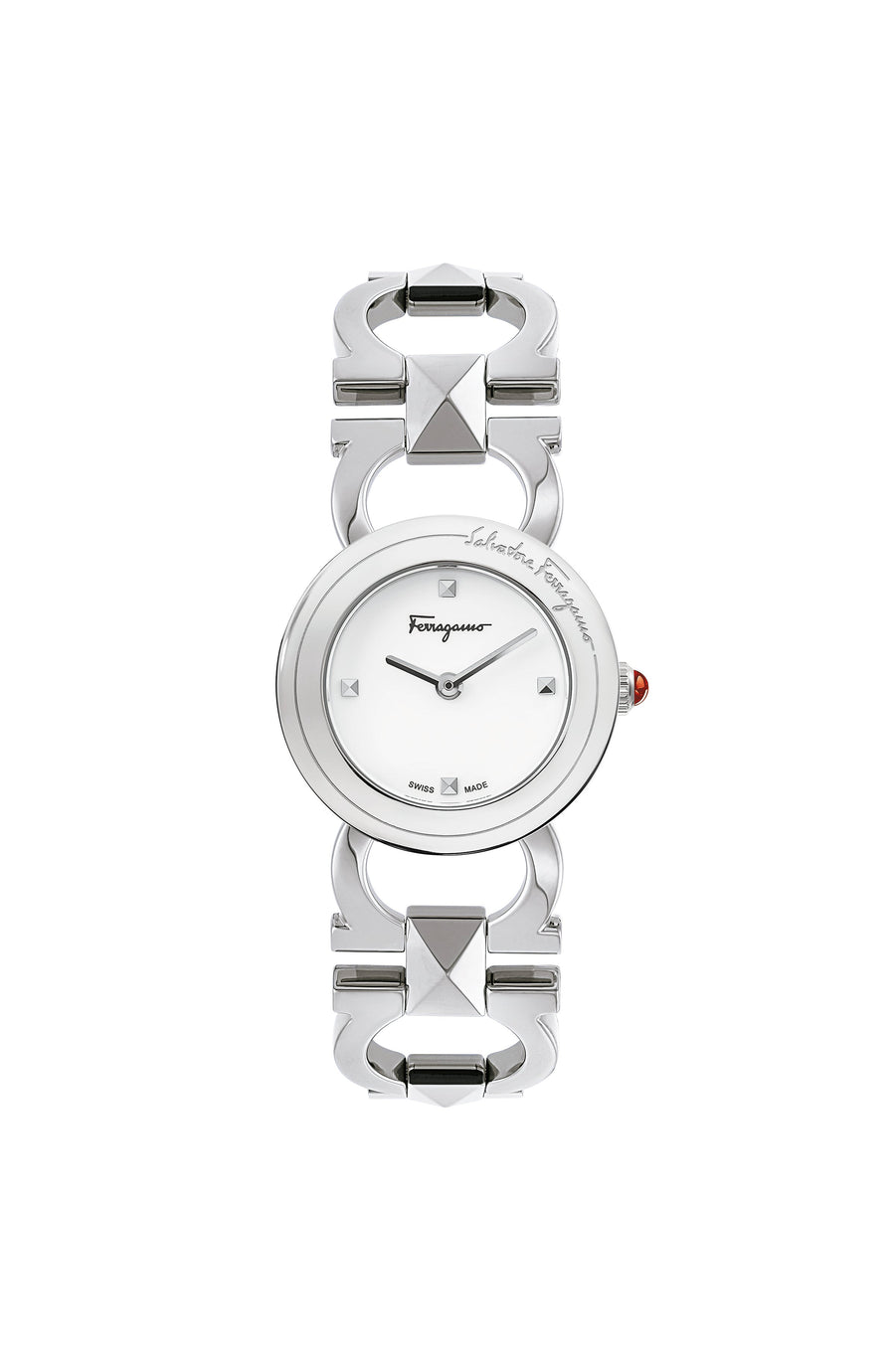 title:Ferragamo Women's Double Gancini 25mm Quartz Watch SFMI00122;color:Silver