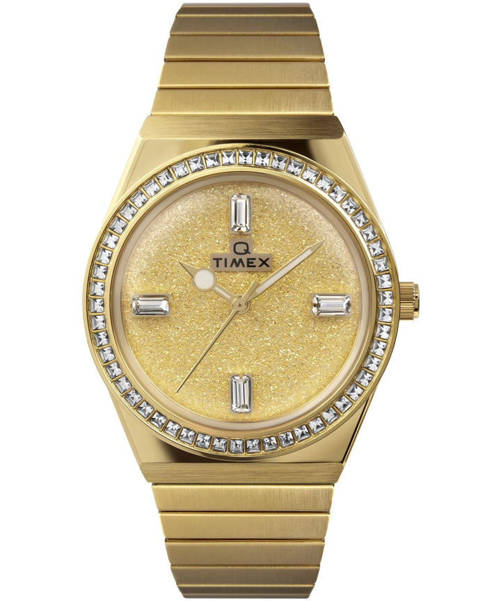title:Timex Women's Q Timex 36mm Quartz Watch TW2W10500VQ;color:Gold
