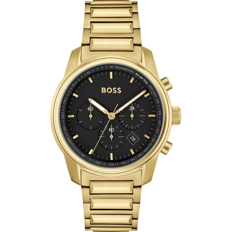 title:Hugo Boss Men's Trace 44mm Chronograph Quartz Watch 1514006;color:Gold