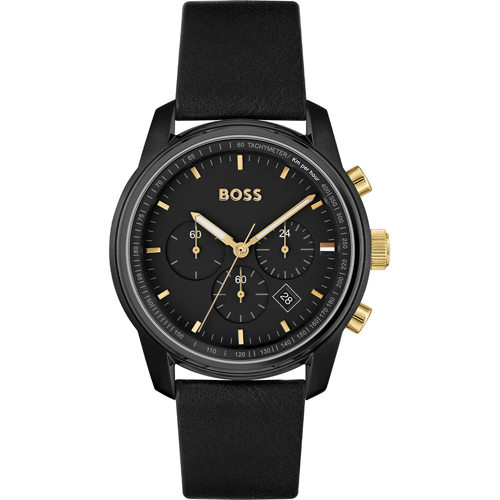 title:Hugo Boss Men's Trace 44mm Chronograph Quartz Watch 1514003;color:Black