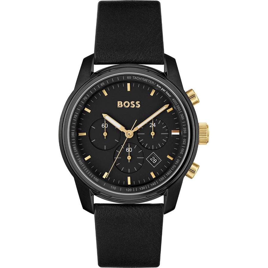 title:Hugo Boss Men's Trace 44mm Chronograph Quartz Watch 1514003;color:Black