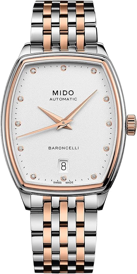 title:Mido Women's Baroncelli 30.5mm Automatic Watch M0413072201600;color:Silver and Rose Gold