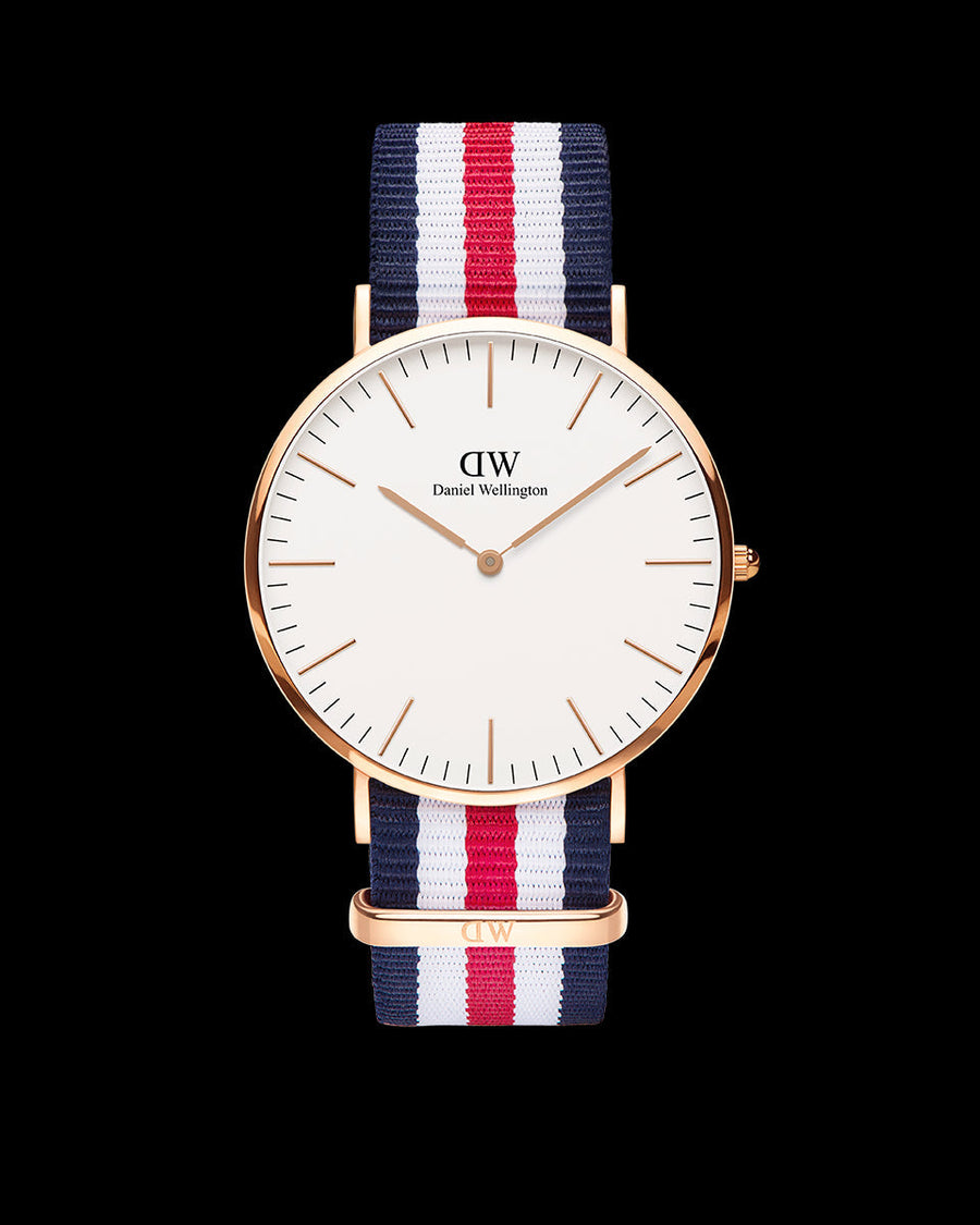 title:Daniel Wellington Men's Classic Canterbury 40mm Quartz Watch DW00100002;color:Red, White, and Blue