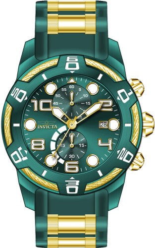 title:Invicta Men's Bolt 50mm Quartz Chronograph Watch IN-40723;color:Green, Gold