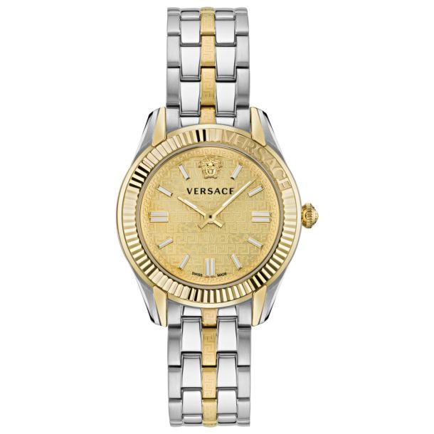 title:Versace Women's Versace Greca 35mm Quartz Watch VE6C00523;color:Silver and Gold