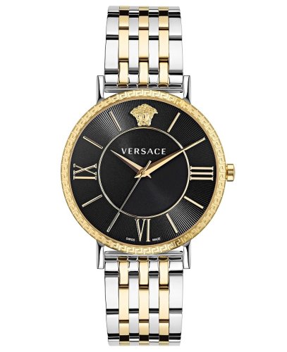 title:Versace Men's Versace V-Eternal 42mm Quartz Watch VEKA00822;color:Silver and Gold