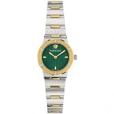title:Versace Women's Versace Greca Logo Mini 27mm Quartz Watch VEZ100721;color:Silver and Gold