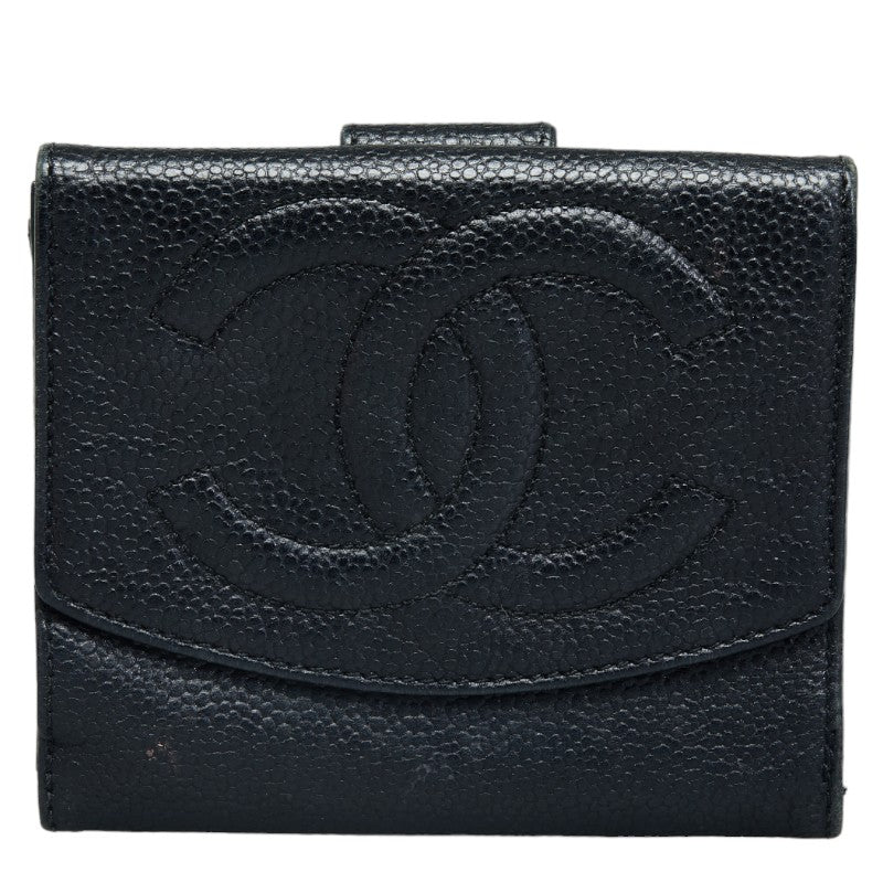 Top Quality Chanel Coco Double Fed Wallet Compact Wallet Black Leather  Chanel