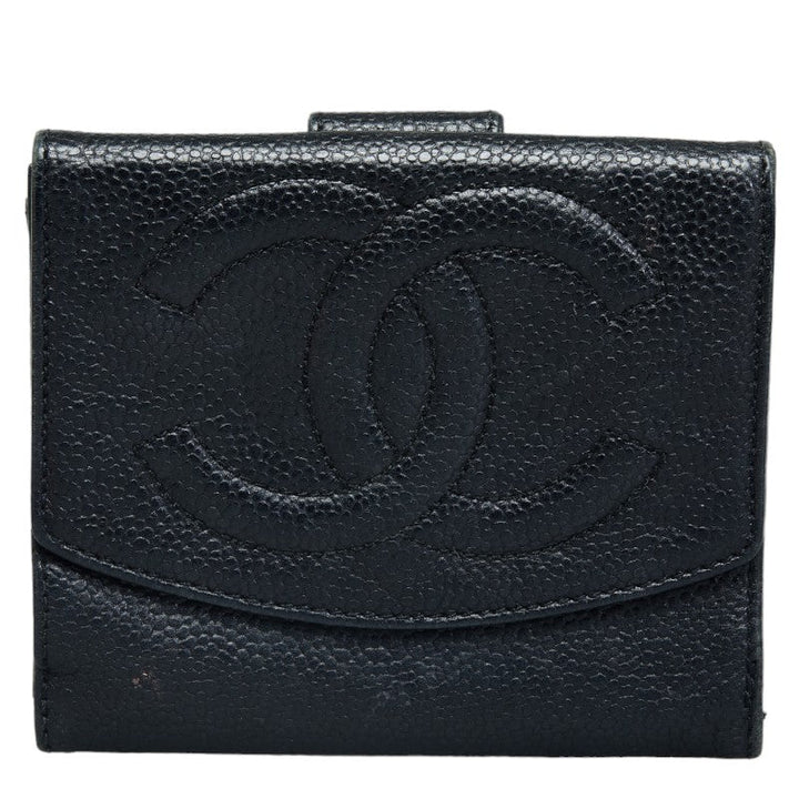 Top Quality Chanel Coco Double Fed Wallet Compact Wallet Black Leather  Chanel